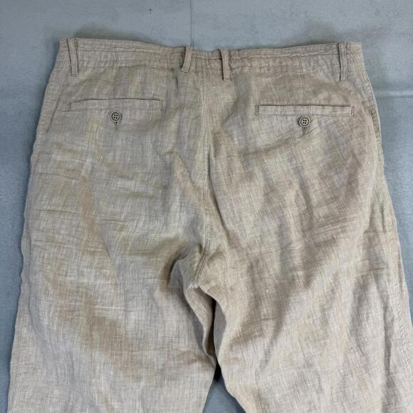 Jos A Bank Reserve 100% Linen Pants Mens 36x32 Beige Drawstring Chino Casual - Picture 4 of 9